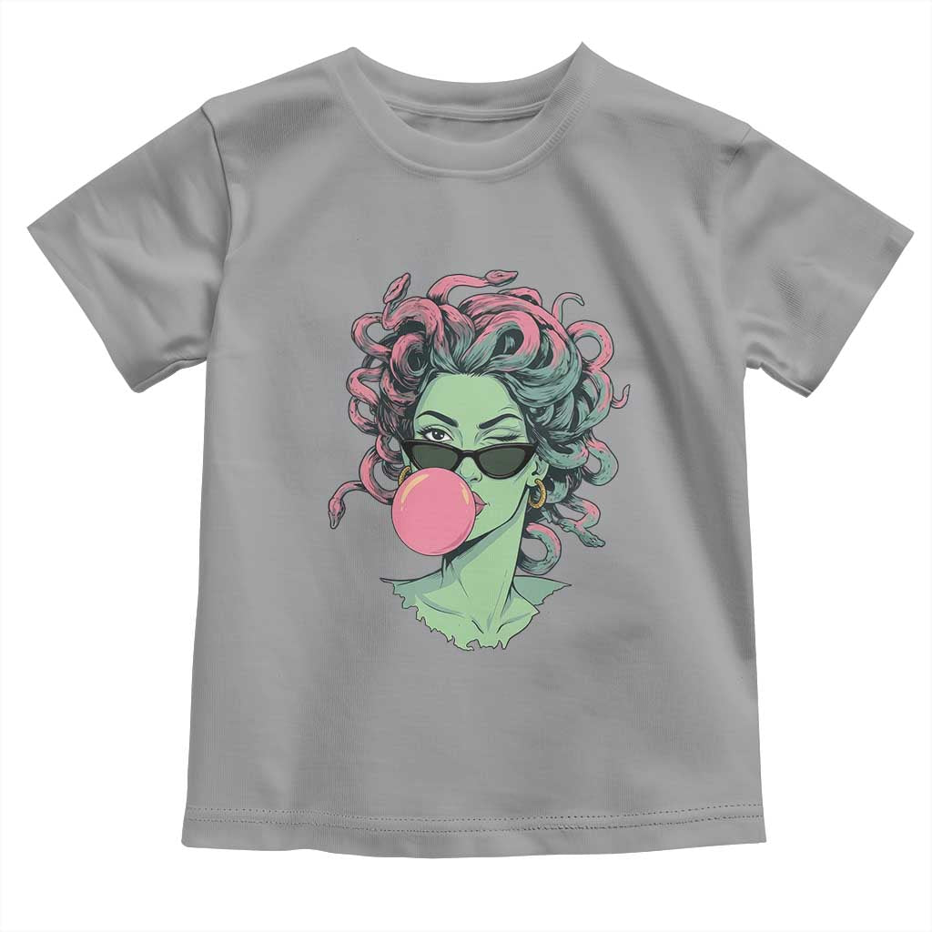 Winking Medusa In Sunglasses Blowing Bubble Gum Toddler T Shirt Funny Greek Mythology Pop Art