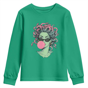 Winking Medusa In Sunglasses Blowing Bubble Gum Youth Sweatshirt Funny Greek Mythology Pop Art