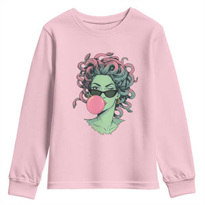 Winking Medusa In Sunglasses Blowing Bubble Gum Youth Sweatshirt Funny Greek Mythology Pop Art