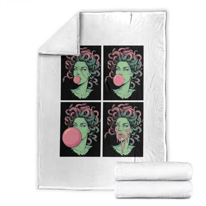 Funny Medusa Blowing Bubble Gum Throw Blanket Greek Mythology Pop Art Gift