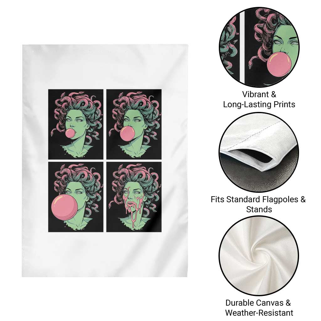 Funny Medusa Blowing Bubble Gum Garden Flag Greek Mythology Pop Art Gift