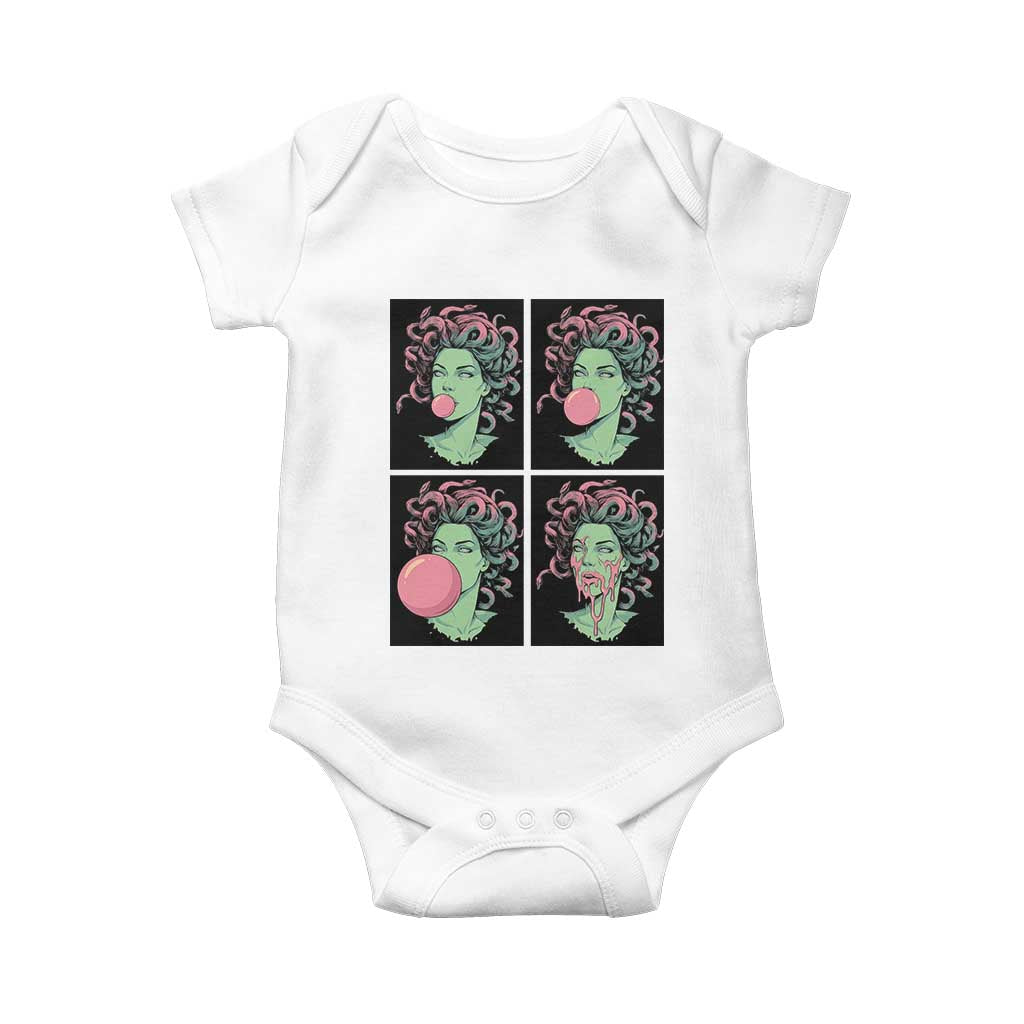 Funny Medusa Blowing Bubble Gum Baby Onesie Greek Mythology Pop Art Gift TS12 White Print Your Wear