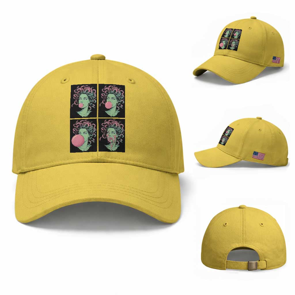 Funny Medusa Blowing Bubble Gum Baseball Cap Greek Mythology Pop Art Gift
