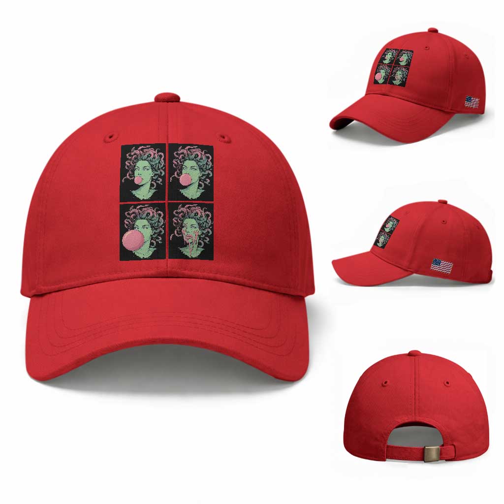 Funny Medusa Blowing Bubble Gum Baseball Cap Greek Mythology Pop Art Gift