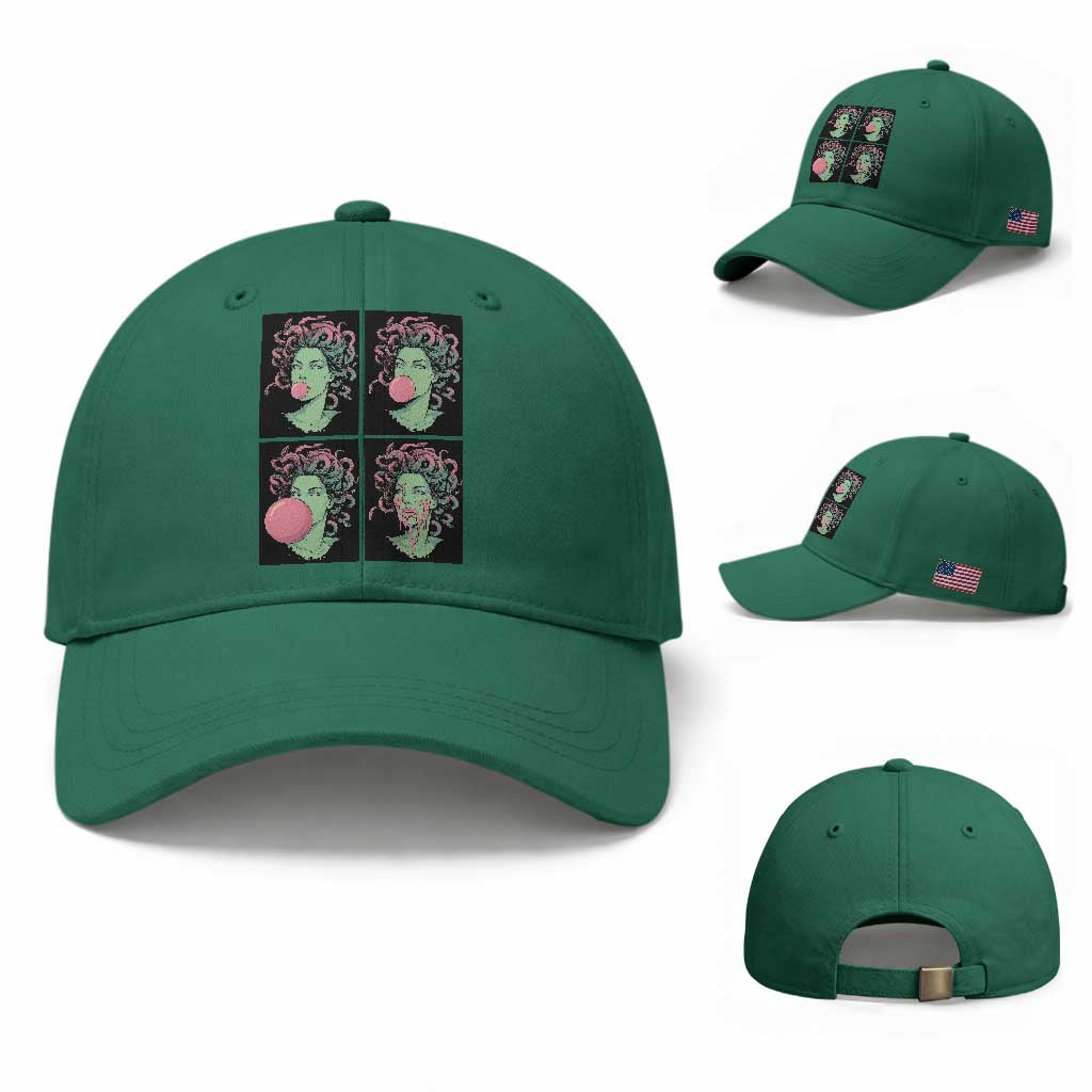 Funny Medusa Blowing Bubble Gum Baseball Cap Greek Mythology Pop Art Gift