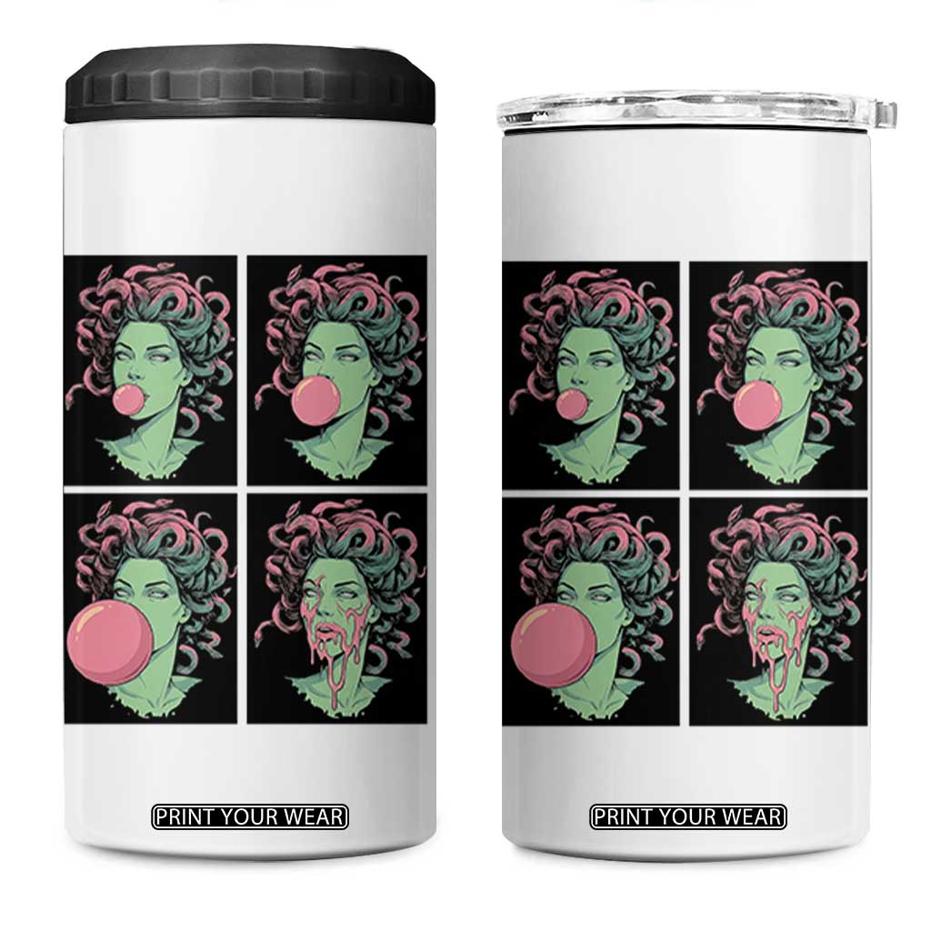 Funny Medusa Blowing Bubble Gum 4 in 1 Can Cooler Tumbler Greek Mythology Pop Art Gift TS12 One Size: 16 oz White Print Your Wear