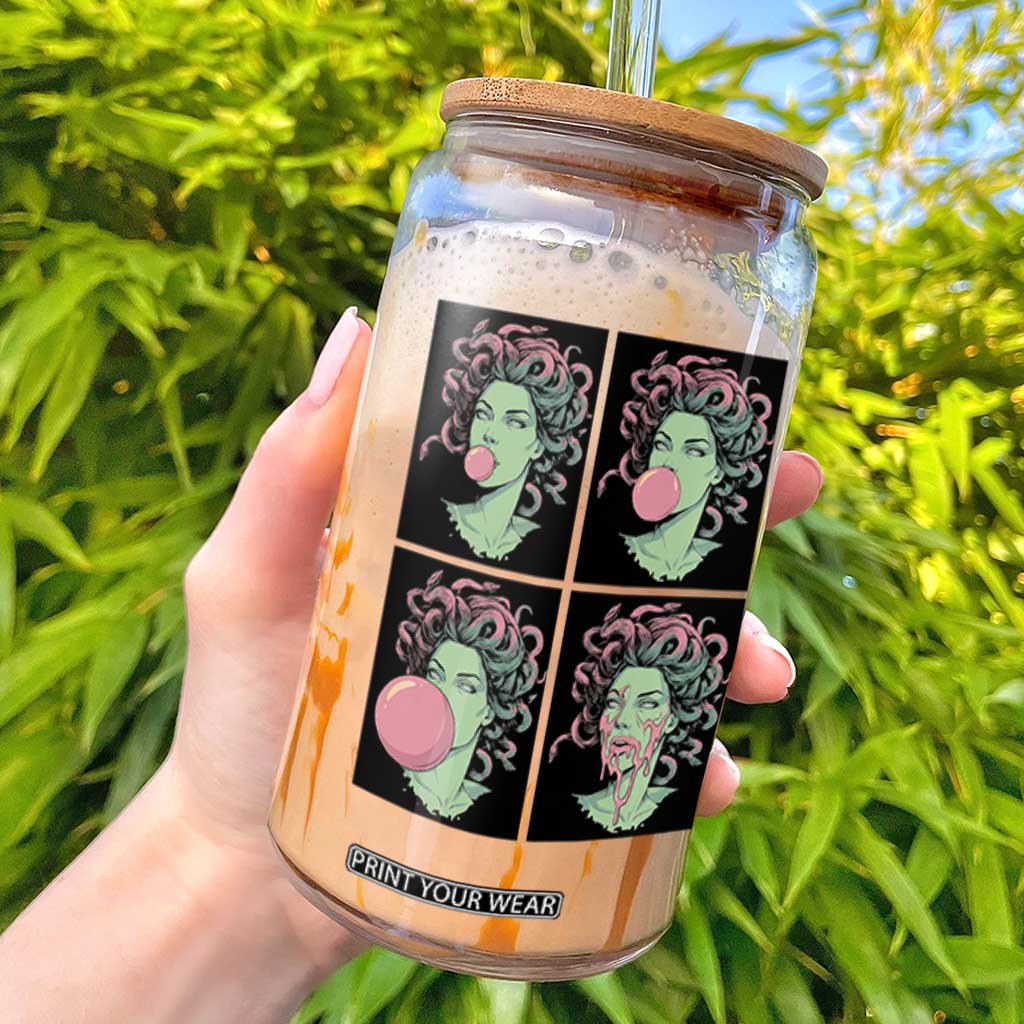 Funny Medusa Blowing Bubble Gum Glass Can Greek Mythology Pop Art Gift TS12 White Print Your Wear