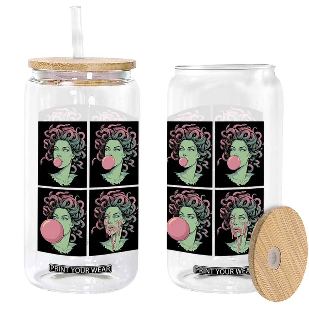Funny Medusa Blowing Bubble Gum Glass Can Greek Mythology Pop Art Gift