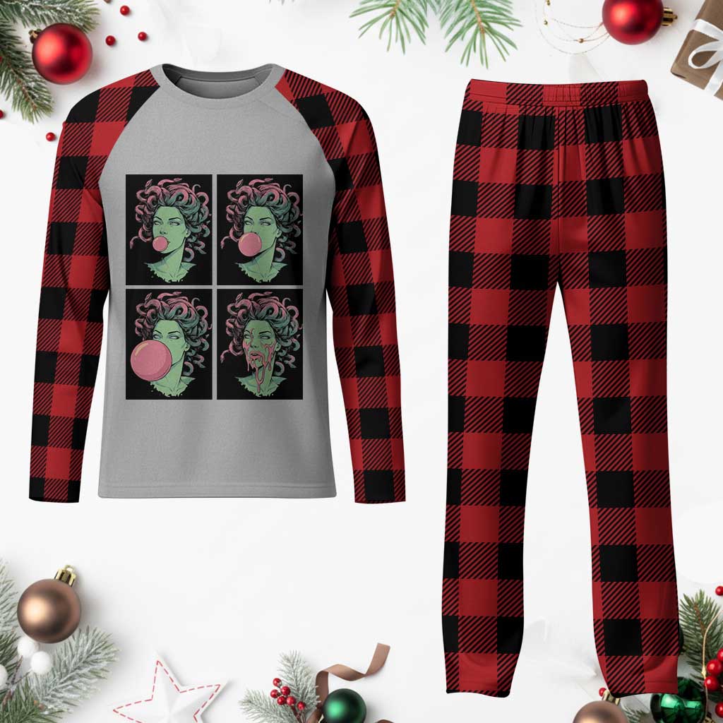Funny Medusa Blowing Bubble Gum Plaid Pajama Set Greek Mythology Pop Art Gift TS12 Buffalo Plaid Print Your Wear
