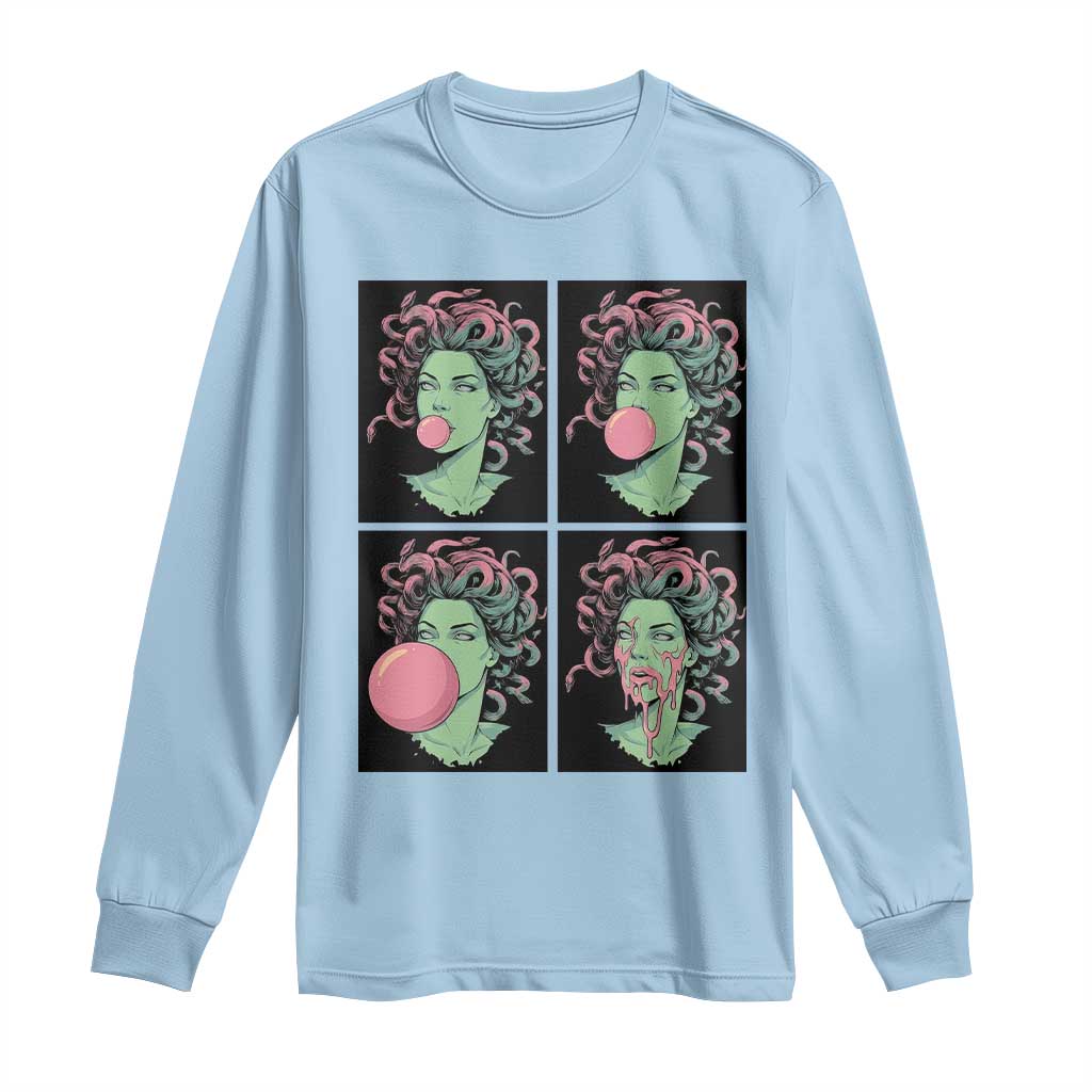 Funny Medusa Blowing Bubble Gum Long Sleeve Shirt Greek Mythology Pop Art Gift