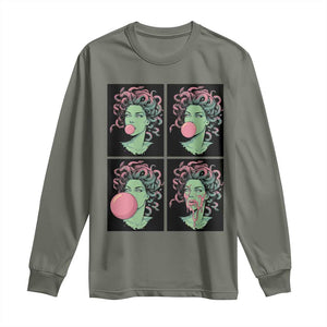 Funny Medusa Blowing Bubble Gum Long Sleeve Shirt Greek Mythology Pop Art Gift
