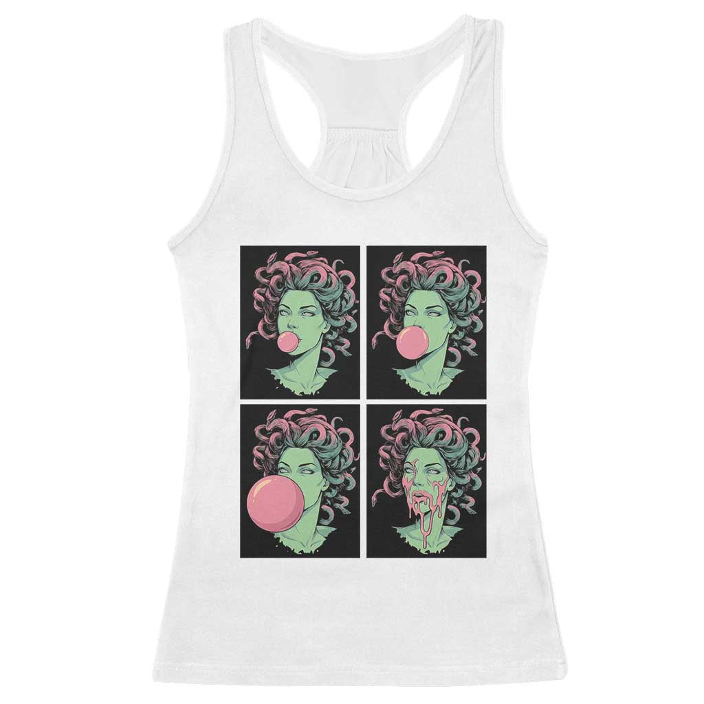 Funny Medusa Blowing Bubble Gum Racerback Tank Top Greek Mythology Pop Art Gift TS12 White Print Your Wear