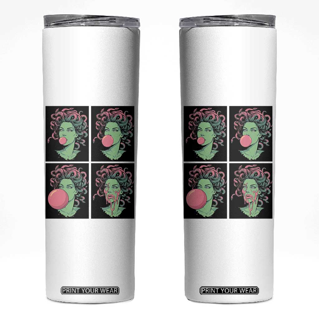 Funny Medusa Blowing Bubble Gum Skinny Tumbler Greek Mythology Pop Art Gift TS12 White Print Your Wear