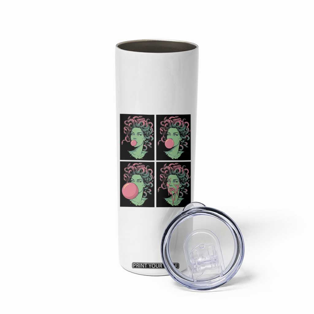 Funny Medusa Blowing Bubble Gum Skinny Tumbler Greek Mythology Pop Art Gift