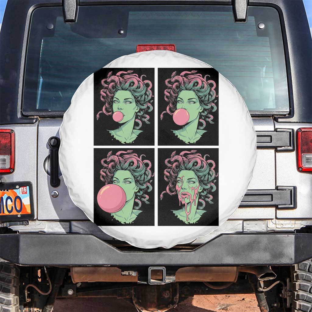 Funny Medusa Blowing Bubble Gum Spare Tire Cover Greek Mythology Pop Art Gift TS12 No hole White Print Your Wear