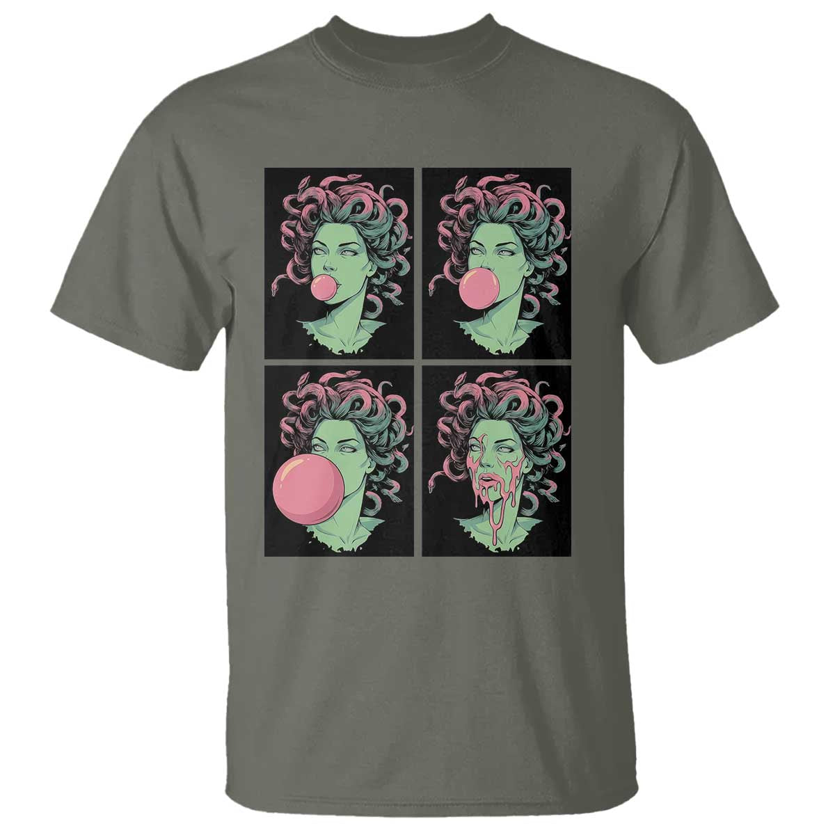 Funny Medusa Blowing Bubble Gum T Shirt Greek Mythology Pop Art Gift