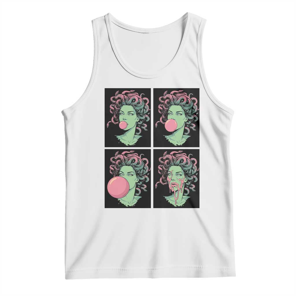 Funny Medusa Blowing Bubble Gum Tank Top Greek Mythology Pop Art Gift TS12 White Print Your Wear