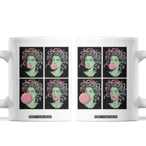 Funny Medusa Blowing Bubble Gum Coffee Mug Greek Mythology Pop Art Gift
