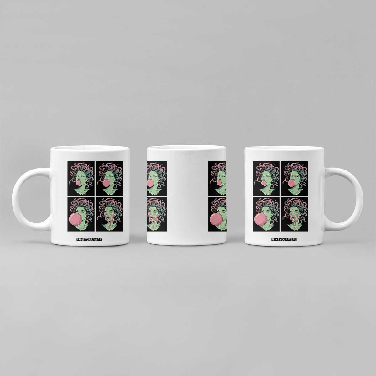 Funny Medusa Blowing Bubble Gum Coffee Mug Greek Mythology Pop Art Gift