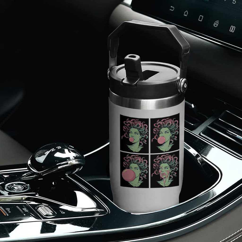 Funny Medusa Blowing Bubble Gum Flip Straw Tumbler Greek Mythology Pop Art Gift