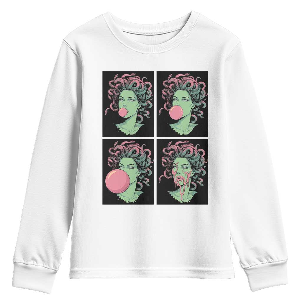 Funny Medusa Blowing Bubble Gum Youth Sweatshirt Greek Mythology Pop Art Gift TS12 White Print Your Wear