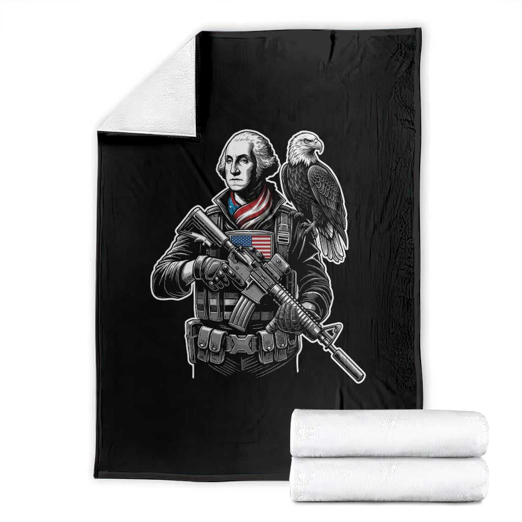 George Washington Tactical Soldier Throw Blanket Military Patriot Bald Eagle USA Flag Gift TS12 Black Print Your Wear