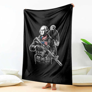 George Washington Tactical Soldier Throw Blanket Military Patriot Bald Eagle USA Flag Gift