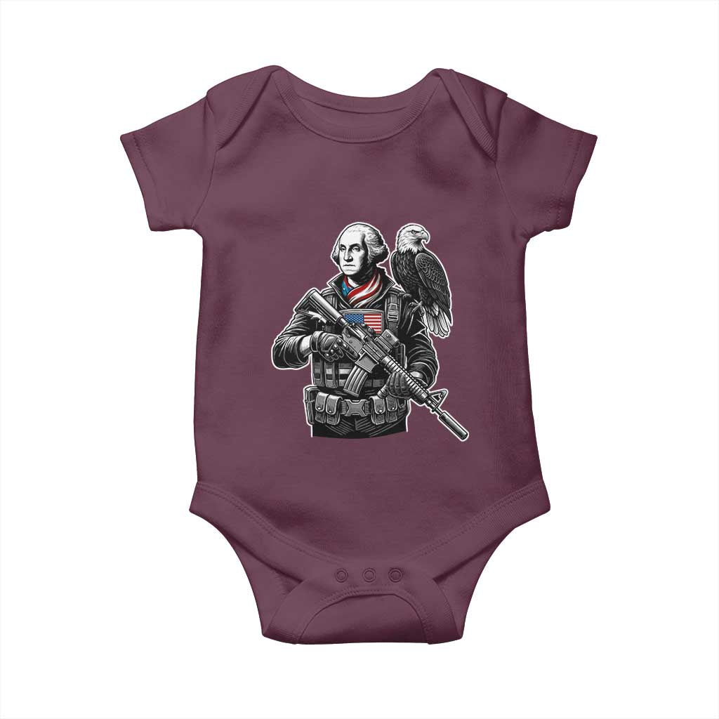 George Washington Tactical Soldier Baby Onesie Military Patriot Bald Eagle USA Flag Gift