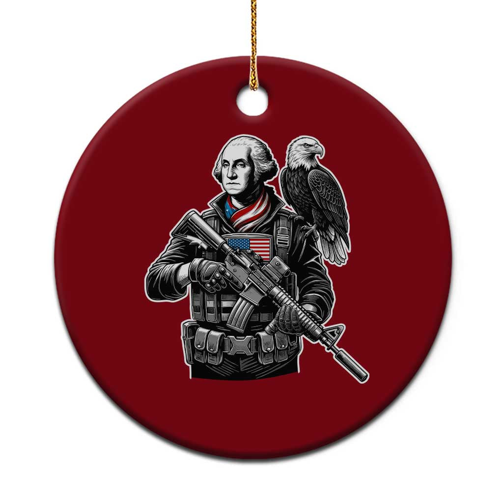 George Washington Tactical Soldier Ceramic Ornament Military Patriot Bald Eagle USA Flag Gift TS12 1pc Red Print Your Wear