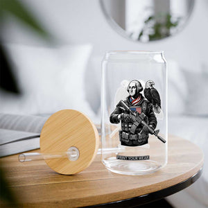 George Washington Tactical Soldier Glass Can Military Patriot Bald Eagle USA Flag Gift