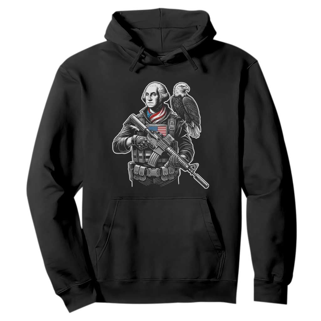 George Washington Tactical Soldier Hoodie Military Patriot Bald Eagle USA Flag Gift TS12 Black Print Your Wear