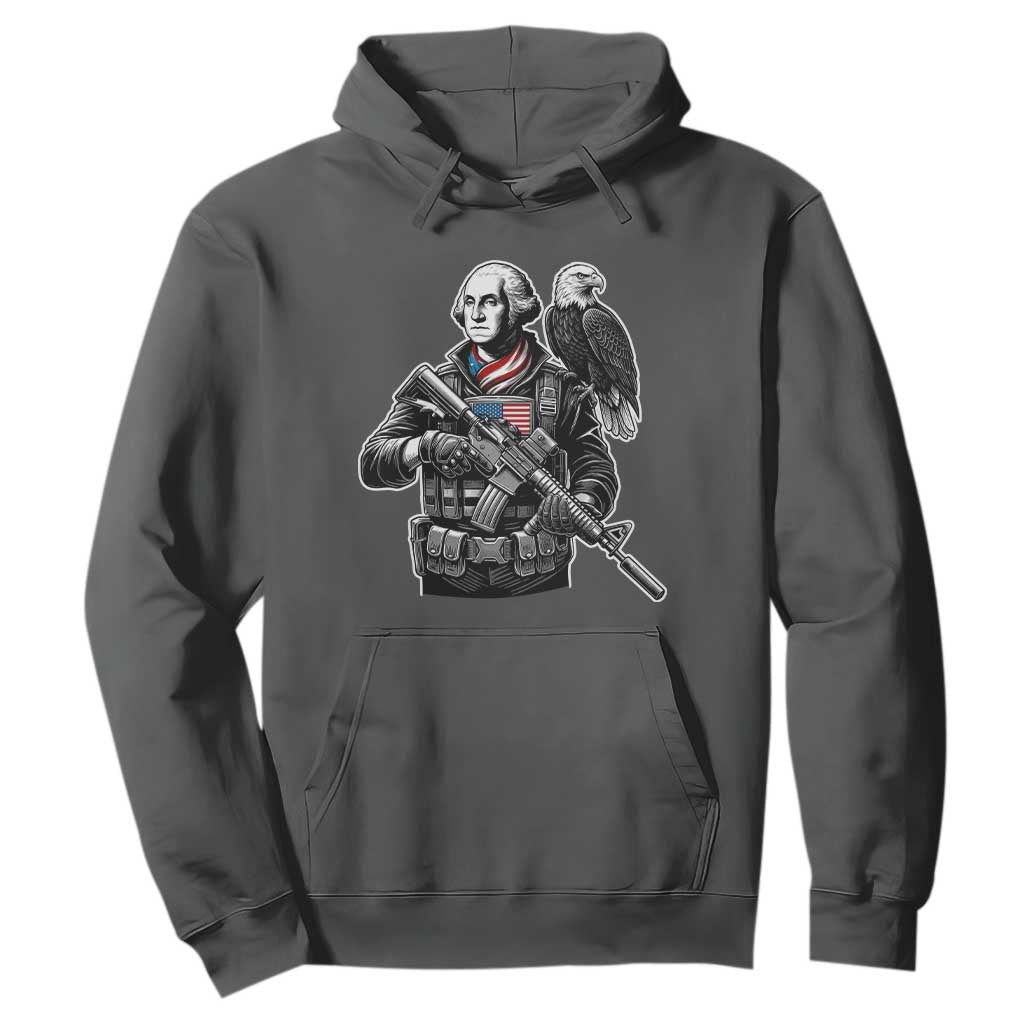 George Washington Tactical Soldier Hoodie Military Patriot Bald Eagle USA Flag Gift