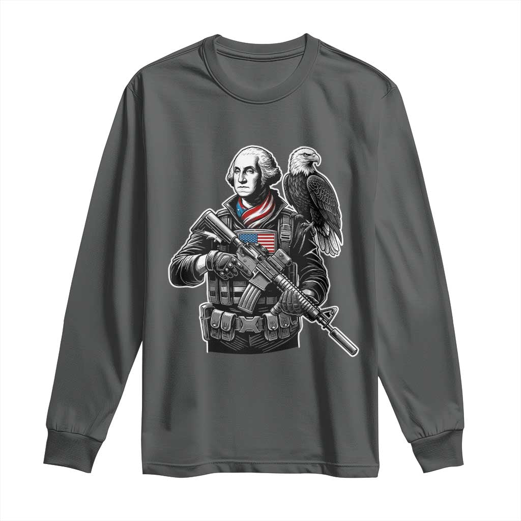 George Washington Tactical Soldier Long Sleeve Shirt Military Patriot Bald Eagle USA Flag Gift