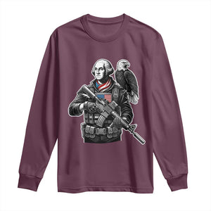 George Washington Tactical Soldier Long Sleeve Shirt Military Patriot Bald Eagle USA Flag Gift