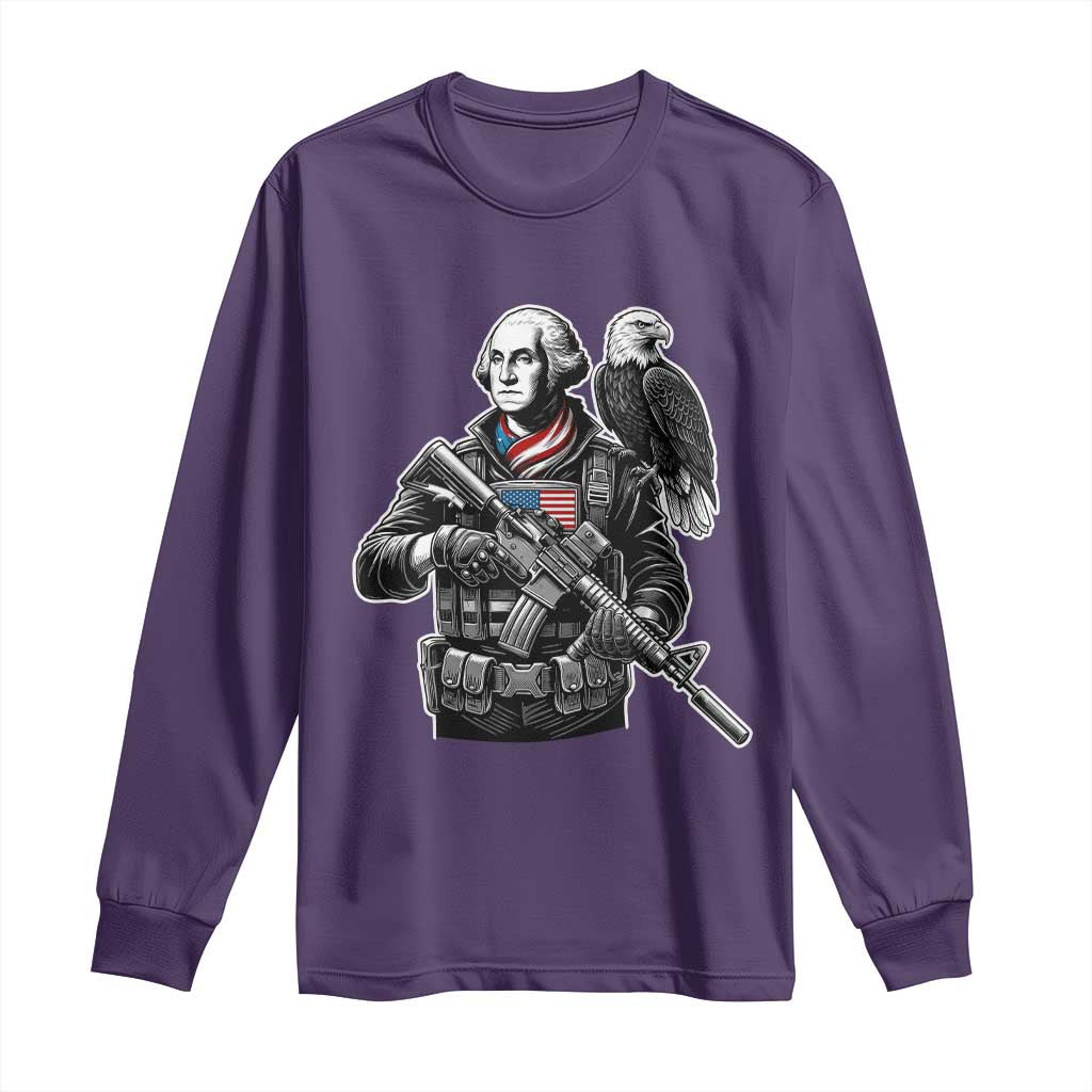 George Washington Tactical Soldier Long Sleeve Shirt Military Patriot Bald Eagle USA Flag Gift