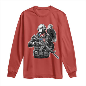 George Washington Tactical Soldier Long Sleeve Shirt Military Patriot Bald Eagle USA Flag Gift