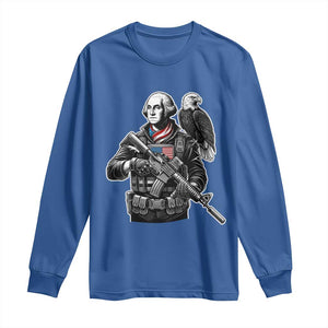 George Washington Tactical Soldier Long Sleeve Shirt Military Patriot Bald Eagle USA Flag Gift