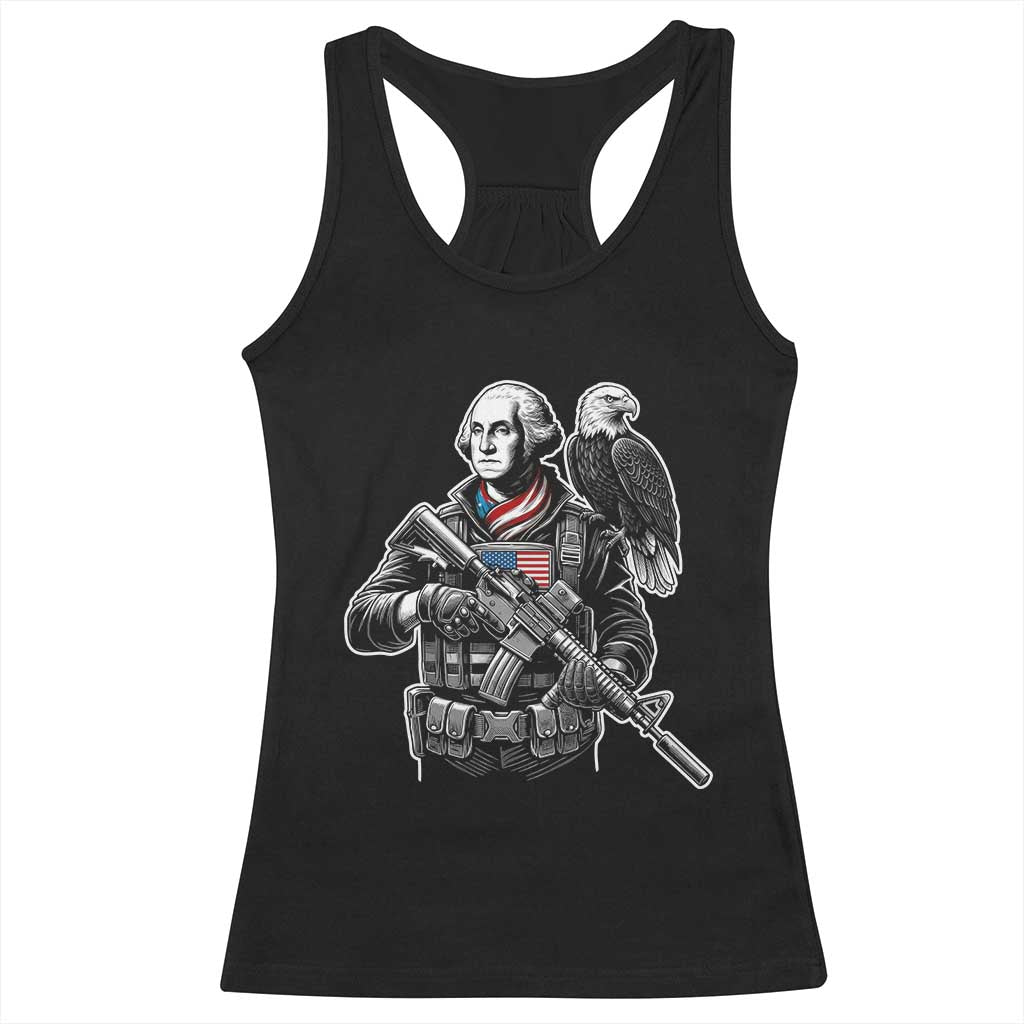 George Washington Tactical Soldier Racerback Tank Top Military Patriot Bald Eagle USA Flag Gift TS12 Black Print Your Wear
