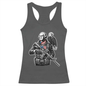 George Washington Tactical Soldier Racerback Tank Top Military Patriot Bald Eagle USA Flag Gift