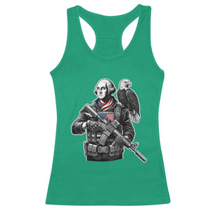 George Washington Tactical Soldier Racerback Tank Top Military Patriot Bald Eagle USA Flag Gift