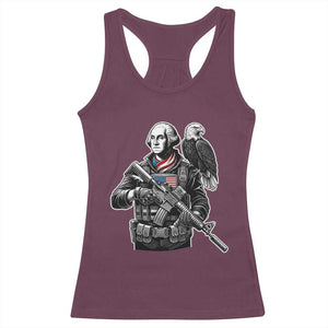 George Washington Tactical Soldier Racerback Tank Top Military Patriot Bald Eagle USA Flag Gift