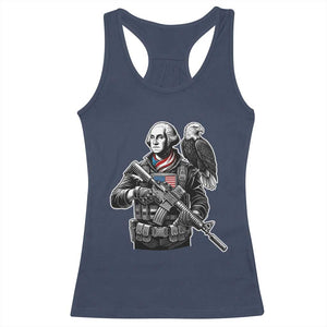 George Washington Tactical Soldier Racerback Tank Top Military Patriot Bald Eagle USA Flag Gift