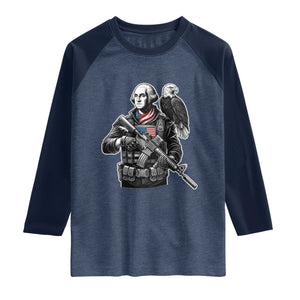 George Washington Tactical Soldier Raglan Shirt Military Patriot Bald Eagle USA Flag Gift