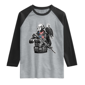 George Washington Tactical Soldier Raglan Shirt Military Patriot Bald Eagle USA Flag Gift