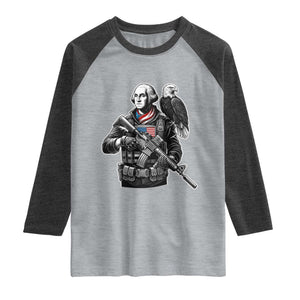 George Washington Tactical Soldier Raglan Shirt Military Patriot Bald Eagle USA Flag Gift