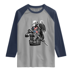 George Washington Tactical Soldier Raglan Shirt Military Patriot Bald Eagle USA Flag Gift