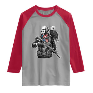 George Washington Tactical Soldier Raglan Shirt Military Patriot Bald Eagle USA Flag Gift