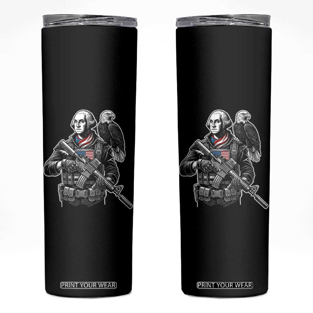 George Washington Tactical Soldier Skinny Tumbler Military Patriot Bald Eagle USA Flag Gift TS12 Black Print Your Wear