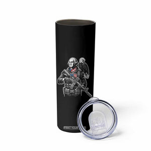 George Washington Tactical Soldier Skinny Tumbler Military Patriot Bald Eagle USA Flag Gift