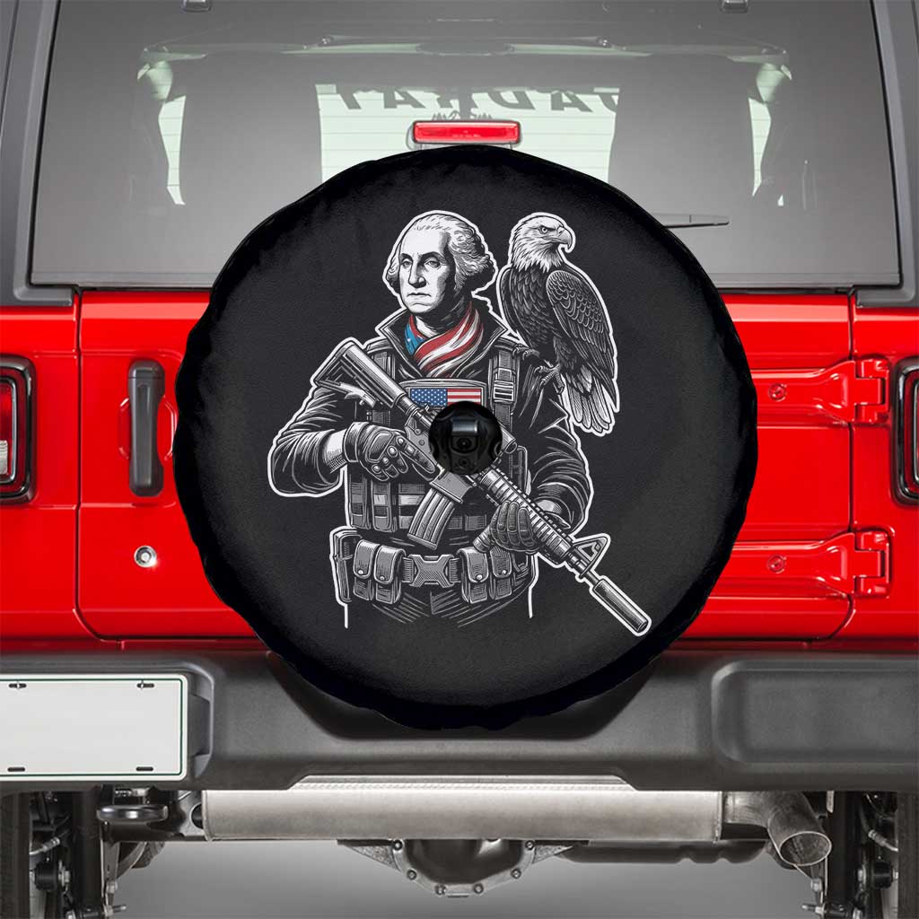 George Washington Tactical Soldier Spare Tire Cover Military Patriot Bald Eagle USA Flag Gift